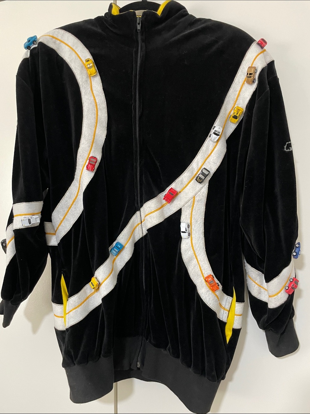 VTG 1980s Bonnie Boerer Car Race Track Velour Zip Jacket